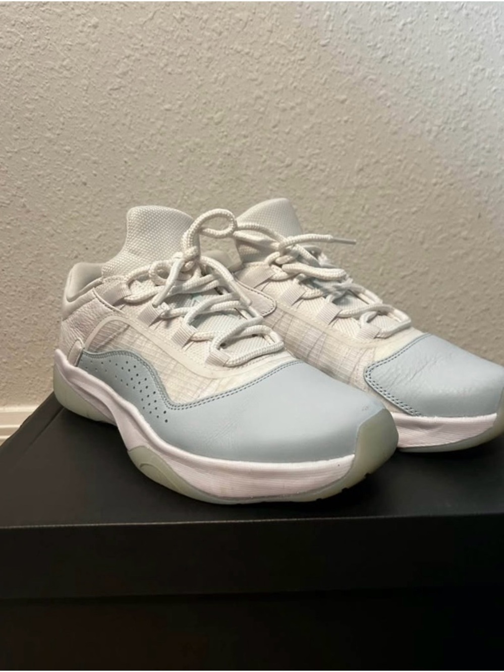 Jordan Women’s Lace-Up Sneakers in Light Blue and White